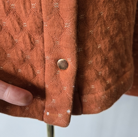 CYRILLUS Paris Rusted Orange Quilted Cotton Sweater Jacket. Size M - Picture 5 of 12